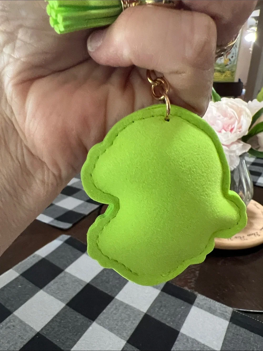 New Green Rhinestone Grinch Keychain Bag Charm - Festive Accessory